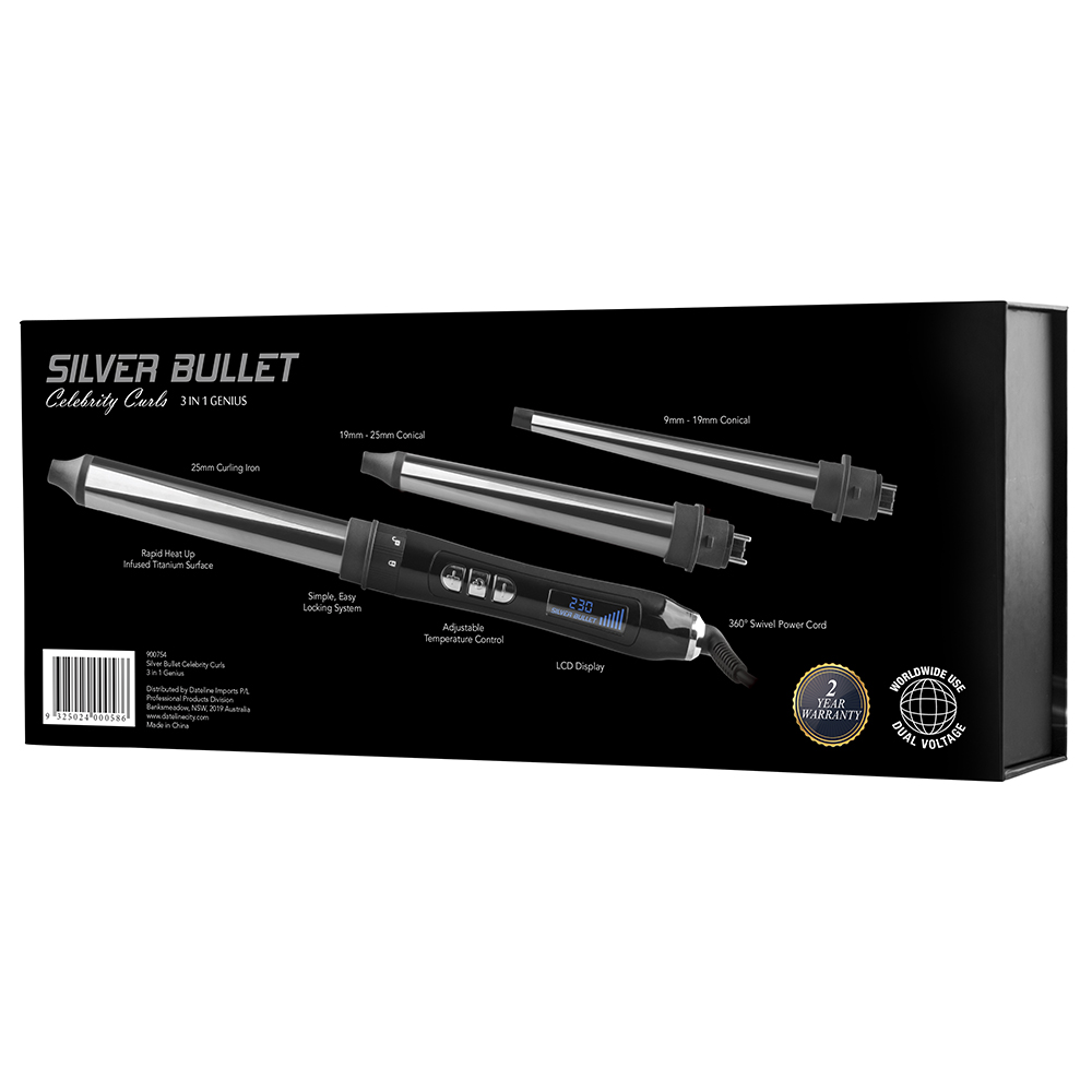 Silver Bullet Celebrity Curls 3 in 1 Genius Curling Iron Features