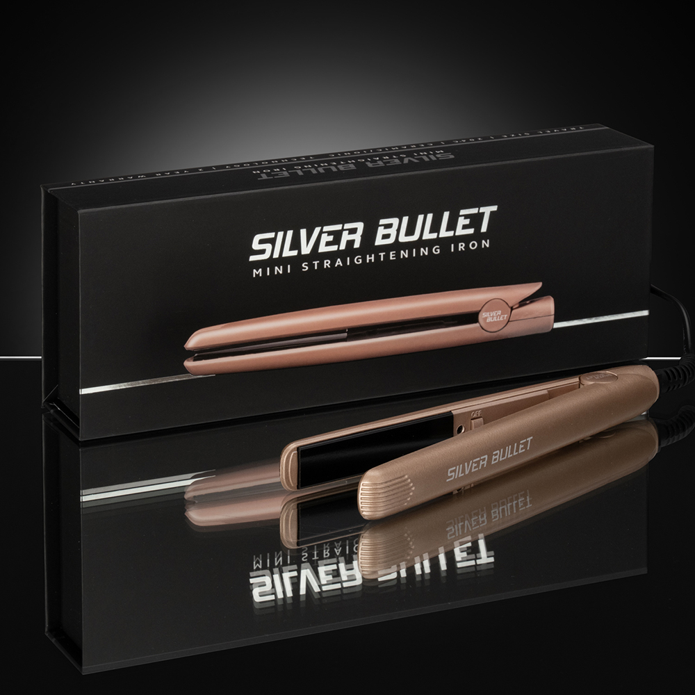 Silver Bullet Mini Hair Straightener gold packaging