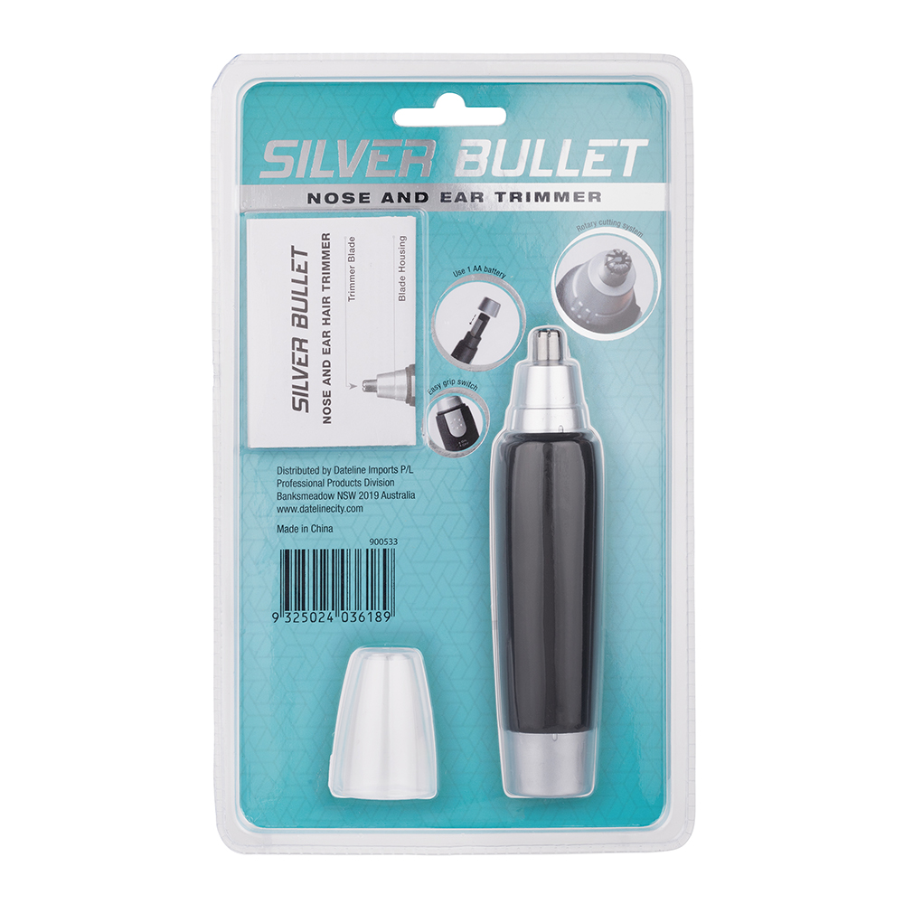 Silver Bullet Nose and Ear Trimmer Back of Packaging