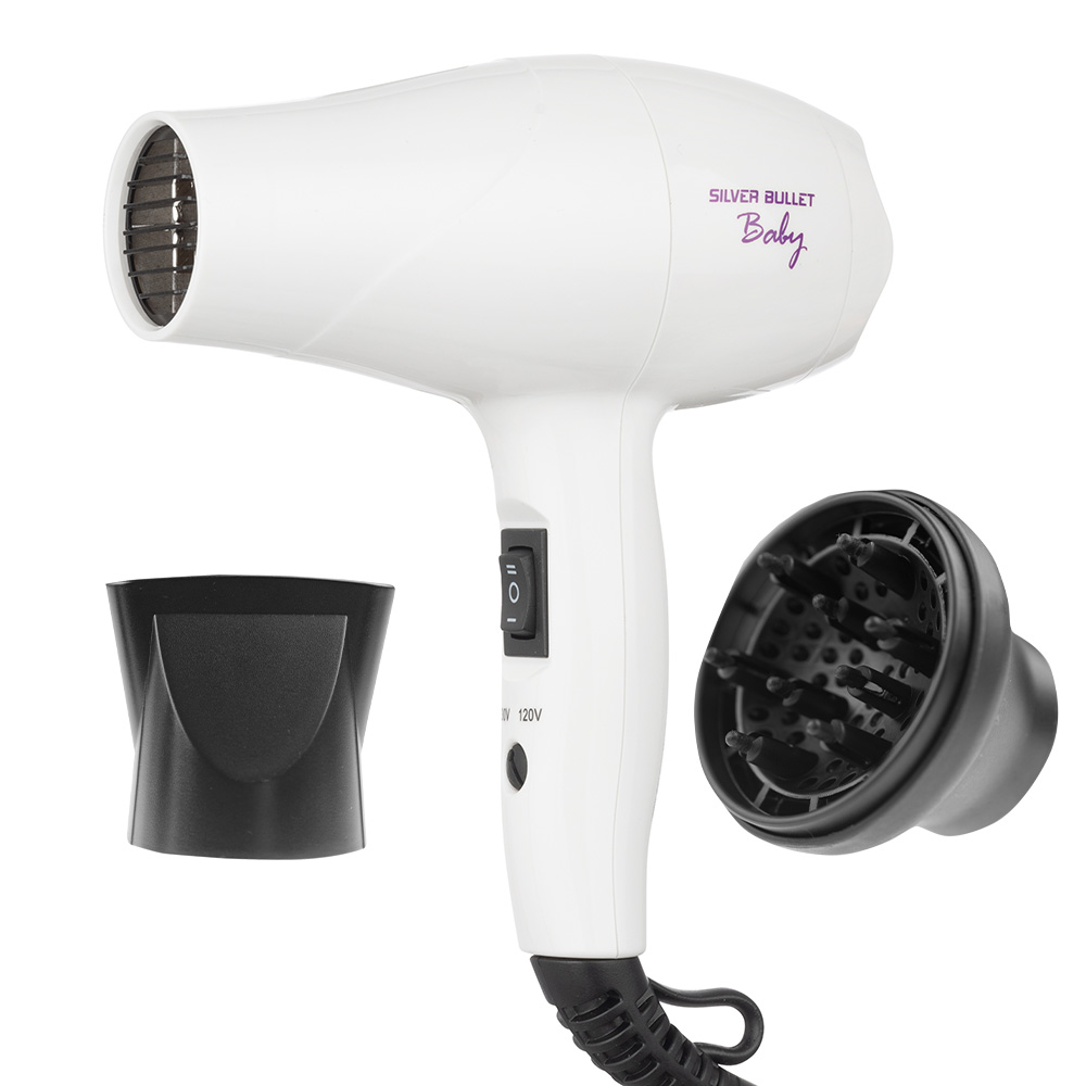 Silver Bullet Baby Travel Hair Dryer Nozzles white