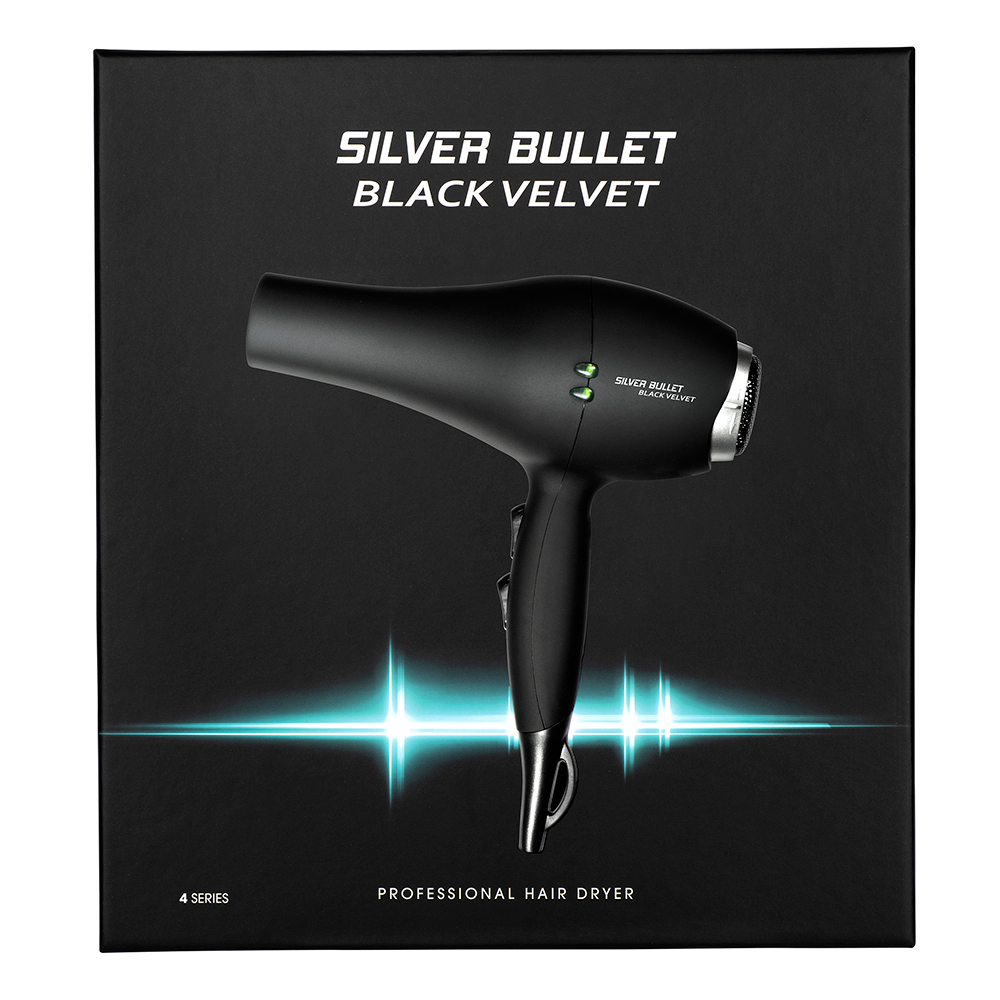 Silver Bullet Black Velvet Hair Dryer Packaging