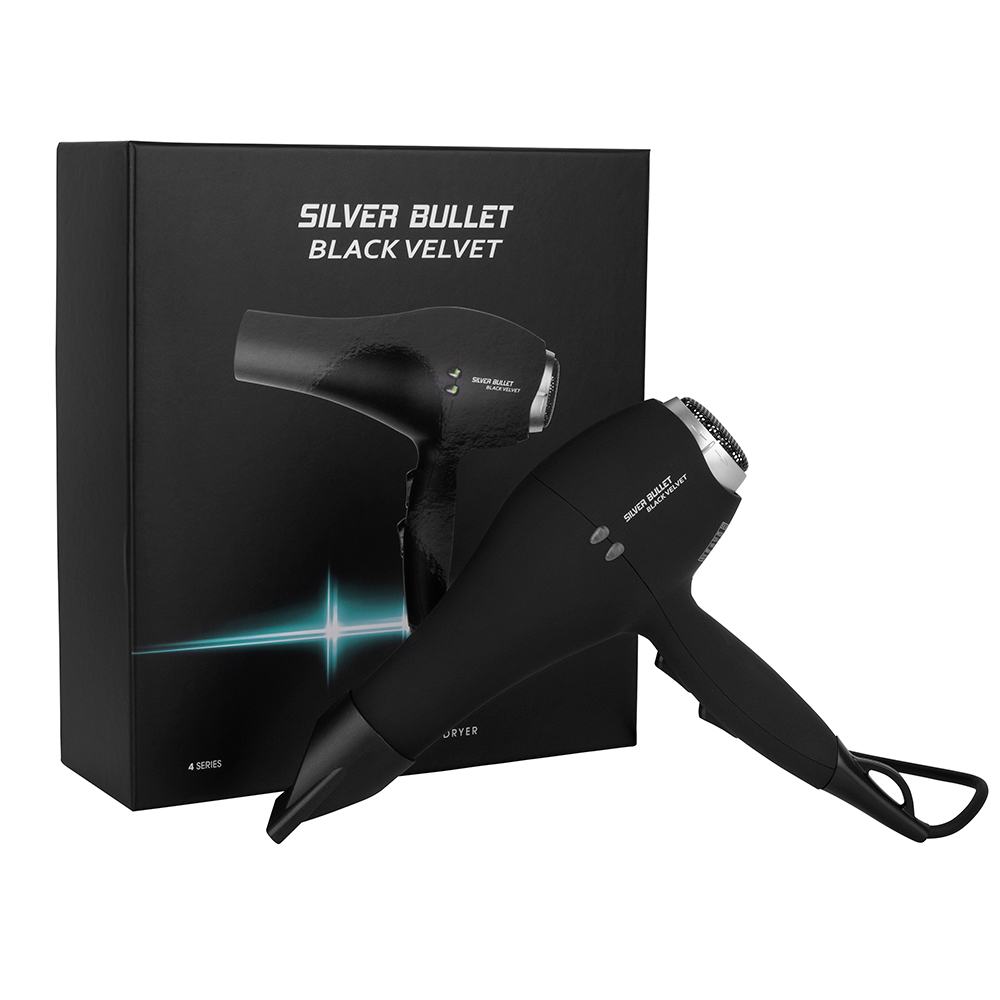 Silver Bullet Black Velvet Hair Dryer with multiple heat settings